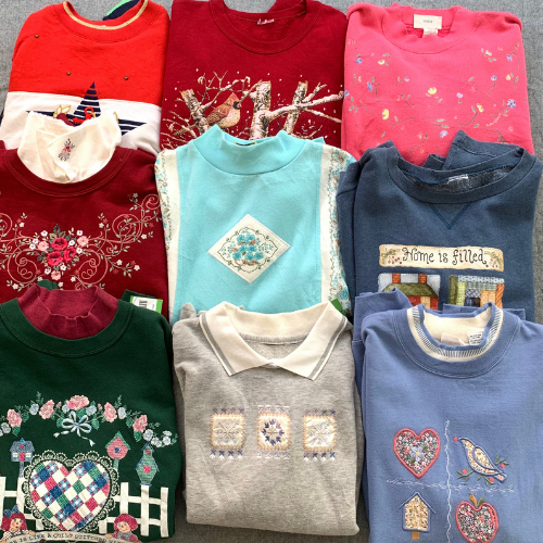 LOT of Vintage Embroidery & Printed Sweatshirts